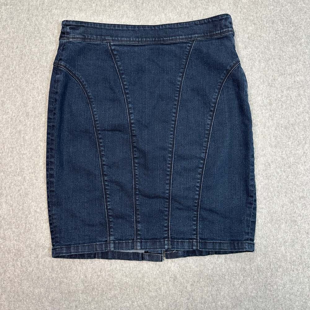 Ann Taylor Petite Blue Jean Pencil Skirt WMNS 4P Dark Wash Denim Kick Pleat